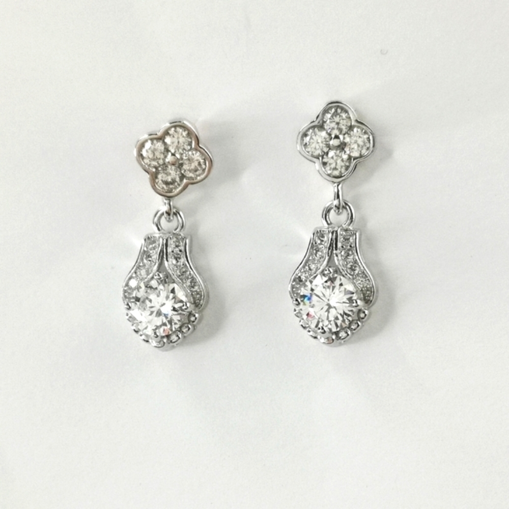 Vintage Revival Sterling Silver CZ Earrings